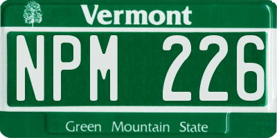 VT license plate NPM226