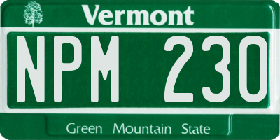 VT license plate NPM230