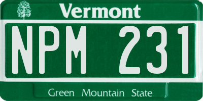 VT license plate NPM231