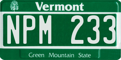 VT license plate NPM233