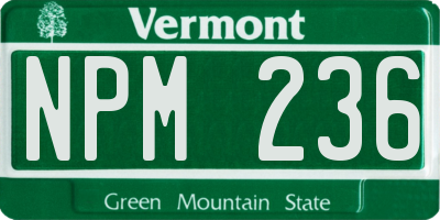 VT license plate NPM236
