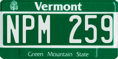 VT license plate NPM259