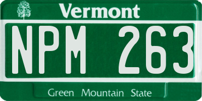 VT license plate NPM263