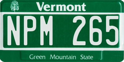 VT license plate NPM265