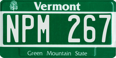 VT license plate NPM267