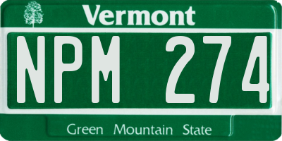 VT license plate NPM274