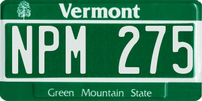 VT license plate NPM275