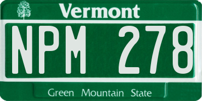 VT license plate NPM278