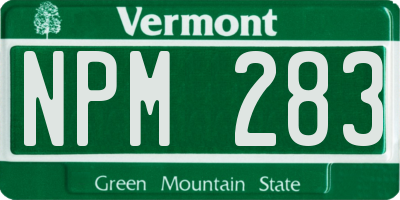 VT license plate NPM283