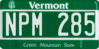 VT license plate NPM285