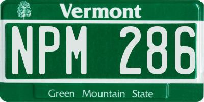 VT license plate NPM286
