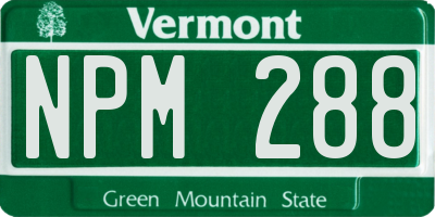 VT license plate NPM288