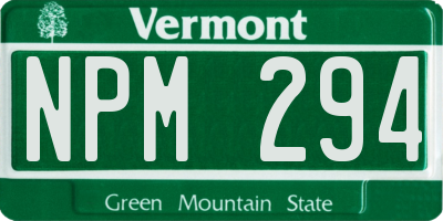 VT license plate NPM294