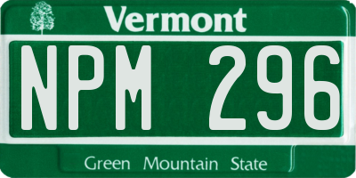 VT license plate NPM296