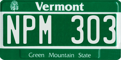 VT license plate NPM303