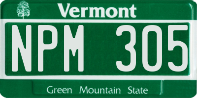 VT license plate NPM305