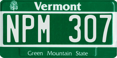VT license plate NPM307