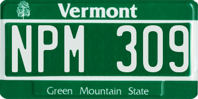 VT license plate NPM309