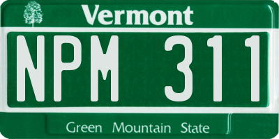 VT license plate NPM311