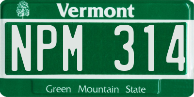 VT license plate NPM314