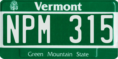 VT license plate NPM315