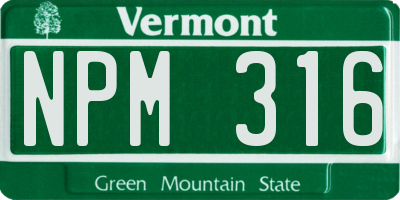 VT license plate NPM316