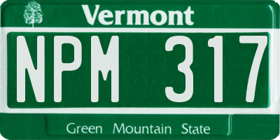 VT license plate NPM317