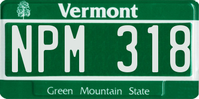 VT license plate NPM318