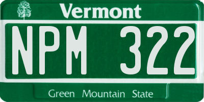 VT license plate NPM322