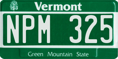 VT license plate NPM325
