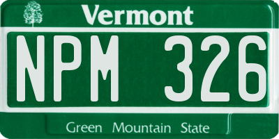 VT license plate NPM326