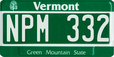 VT license plate NPM332