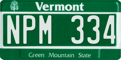 VT license plate NPM334