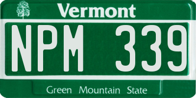 VT license plate NPM339