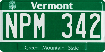 VT license plate NPM342