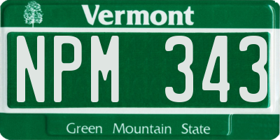VT license plate NPM343