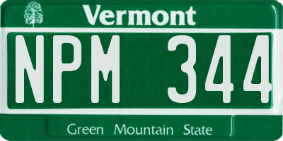 VT license plate NPM344