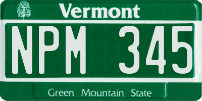 VT license plate NPM345