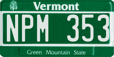 VT license plate NPM353