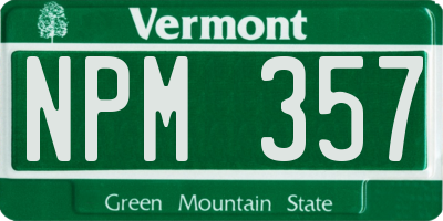 VT license plate NPM357
