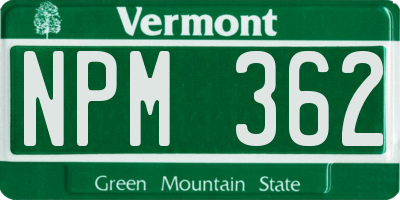 VT license plate NPM362