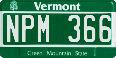 VT license plate NPM366