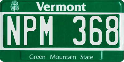 VT license plate NPM368