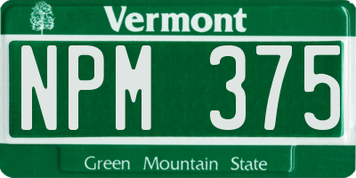 VT license plate NPM375