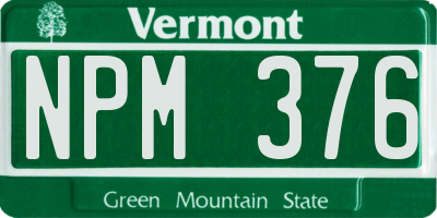 VT license plate NPM376