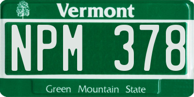 VT license plate NPM378