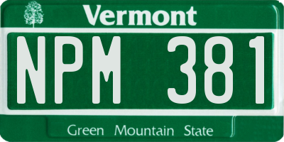 VT license plate NPM381