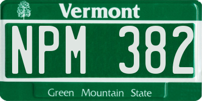 VT license plate NPM382