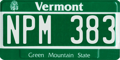 VT license plate NPM383