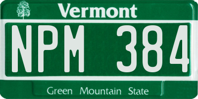 VT license plate NPM384